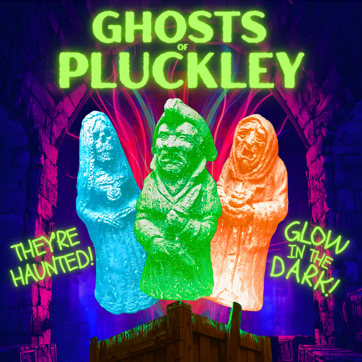 The Ghosts of Haunted Pluckley Figures - (Glow in the Dark Set of Three)
