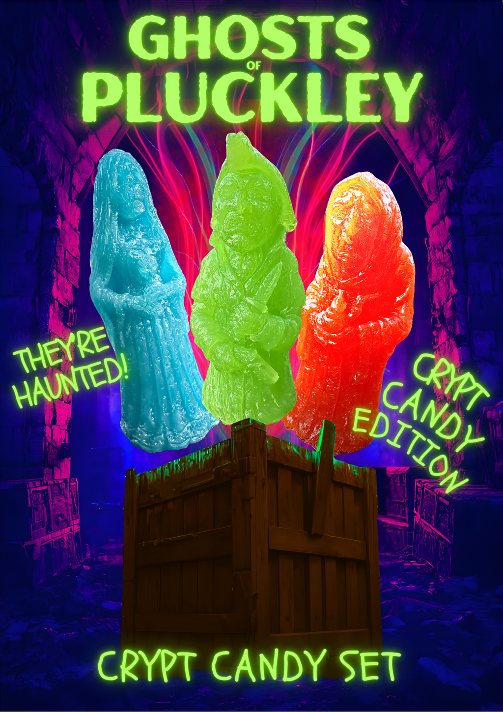 The Ghosts of Haunted Pluckley Figures - (Crypt Candy Colours Set of Three)